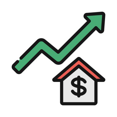 Konut Maliyeti Ağ ikonu vektör resimlemesini Arttır