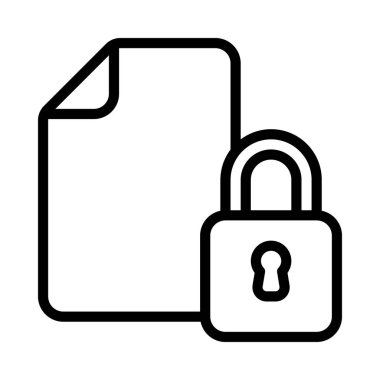 Kilitli Belge simgesi, vektör illüstrasyonu 