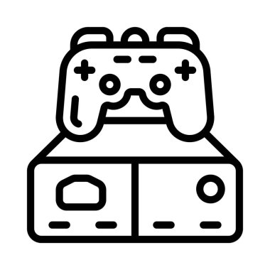 Oyun konsolu simgesi vektörü. İzole edilmiş kontür sembolü gösterimi       