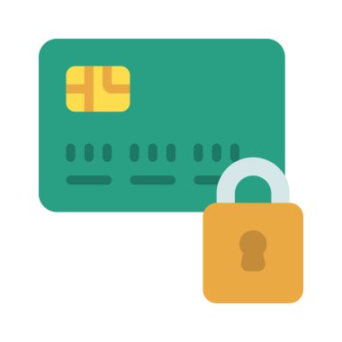 Güvenli Kredi Kartı web simgesi vektör illüstrasyonu