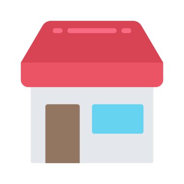 Dükkanı düz simgesi, vektör çizim