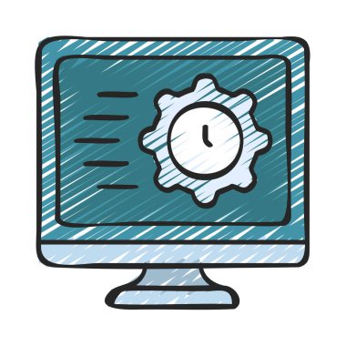 Hızlı Zaman Bilgisayar simgesi, vektör illüstrasyonu 