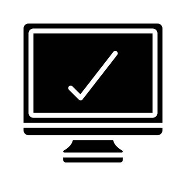 Onaylanmış Bilgisayar simgesi, vektör illüstrasyonu 