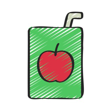 Apple Juice Box Web simgesi vektör illüstrasyonu