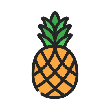Ananas meyvesi ikonu. Beyaz arkaplanda izole edilmiş web tasarımı için vektör simgesi
