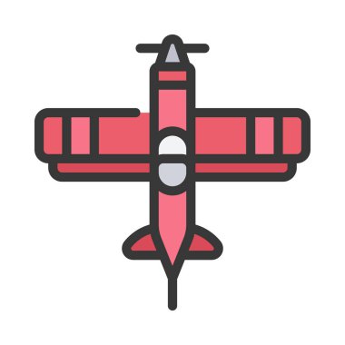 Uçak ikonu vektör çizimi. Tek Motorlu Uçak       