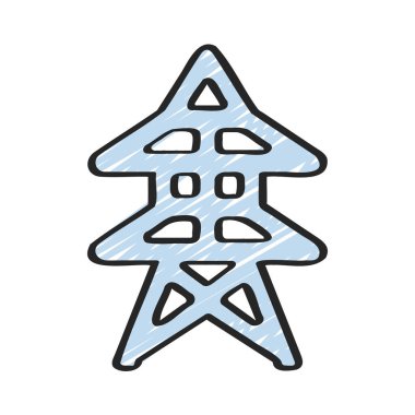 Power Line Pylon web simgesi vektör illüstrasyonu