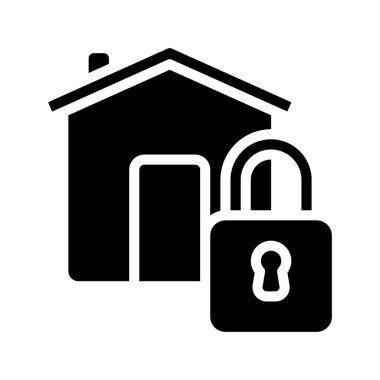 ev kilidi ikon vektör illüstrasyonu