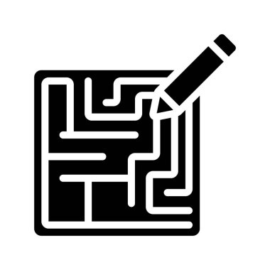 Labirent simgesi vektör çizimi. Çözülmüş Labirent 