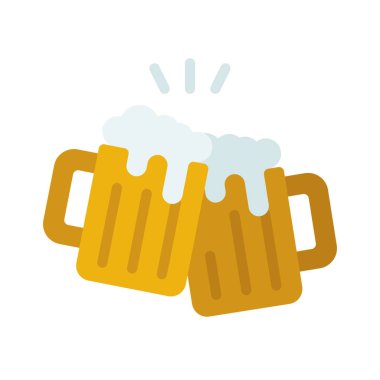 Bira Cheers Kutlama yassı simgesi, vektör illüstrasyonu 