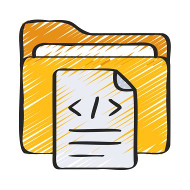 Kod Dosya Dizini simgesi, vektör illüstrasyonu 