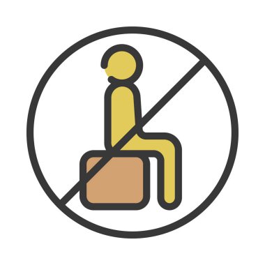  Oturma Yok Parcels glyph düz simge, vektör illüstrasyon                        