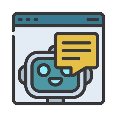 Çevrimiçi Sohbet Robotu Web simgesi vektör illüstrasyonu