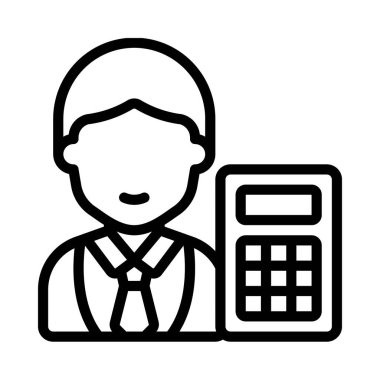 Muhasebeci Erkek Web simgesi düz tasarım, vektör illüstrasyonu