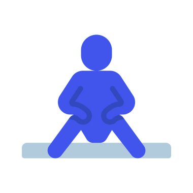 Curb simgesinde oturan kişi düz tasarım, vektör illüstrasyonu