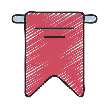 Asılan Bayrak Web simgesi düz tasarım, vektör illüstrasyonu 