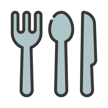 çatal bıçak takımları düz simgesi, vektör çizim 