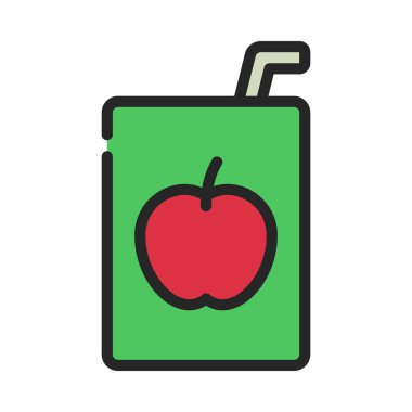 Apple Juice Box Web simgesi vektör illüstrasyonu