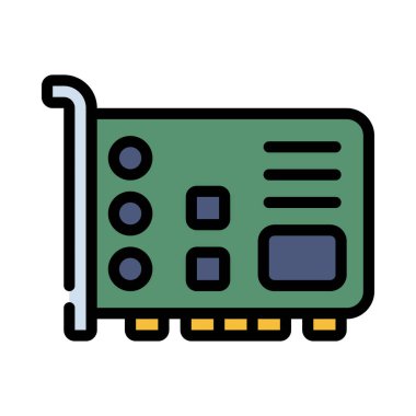 devre çipi simgesi renk dış hat vektörü