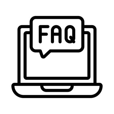 SSS İleti Laptop simgesi, vektör illüstrasyonu 