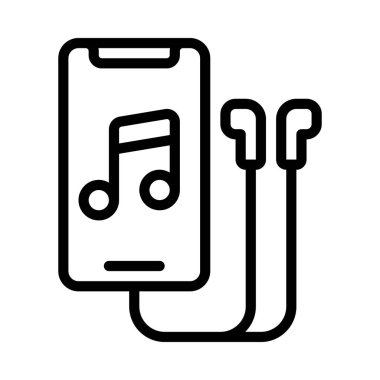 Cep Telefonu Müzik Web simgesi vektör illüstrasyonu