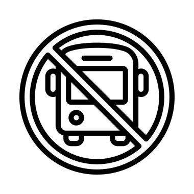 Otobüs Taşımacılığı düz simgesi yok, vektör illüstrasyonu 