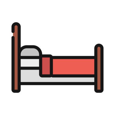 Yatak Tarafı Görünümü düz simgesi, vektör illüstrasyonu 