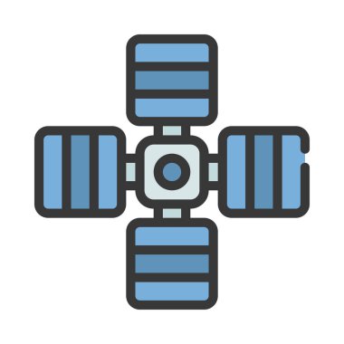 Karmaşık uydu anten simgesi, vektör illüstrasyonu 