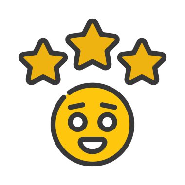 Yıldızlı müşteri gözden geçirme simgesi, vektör illüstrasyonu basit tasarım