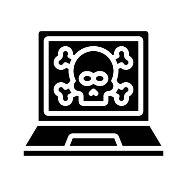 Dizüstü bilgisayar hekleme simgesi, vektör illüstrasyonu 