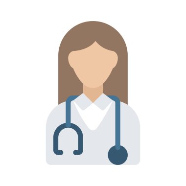 Kadın Doktor Web simgesi vektör illüstrasyonu