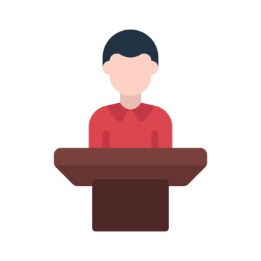 Podyum Web ikonu vektör illüstrasyonunda konuşmacı