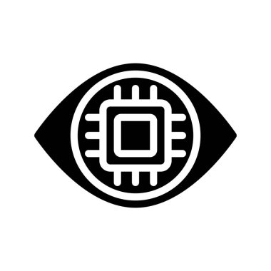 Bilgisayar Çipi Göz simgesi, vektör illüstrasyonu 
