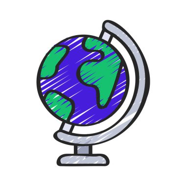 Beyaz arkaplanda dünya simgesi vektör illüstrasyonu 