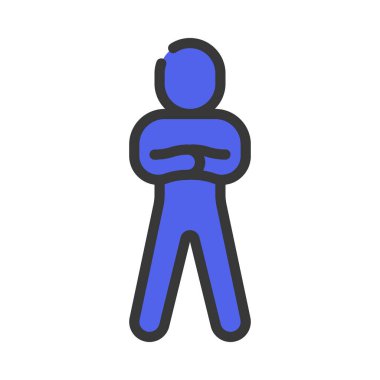 Katlanmış Silah Kişisi simgesi düz tasarım, vektör illüstrasyonu