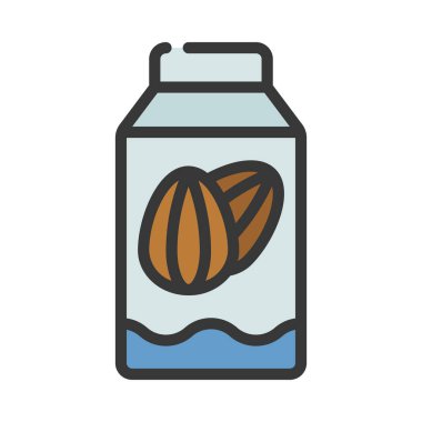 Badem Sütü simgesi vektör düz illüstrasyon 