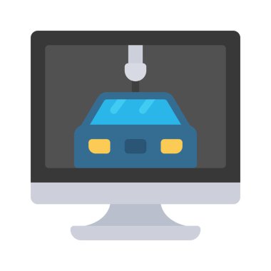 Bilgisayar Otomobili Geliştirme simgesi, vektör illüstrasyonu 