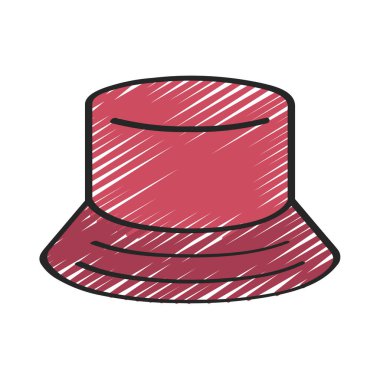 Beyaz arkaplanda Bucket Şapkası, vektör illüstrasyonu     