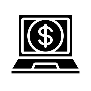 Dizüstü Para Para simgesi, vektör illüstrasyonu 