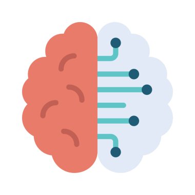 Yarı Robot Beyin Web ikonu vektör illüstrasyonu