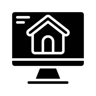 Bilgisayar Evi Tasarım simgesi, vektör illüstrasyonu 