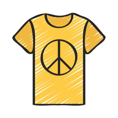 Barış İmzası T-Shirt web simgesi vektör illüstrasyonu
