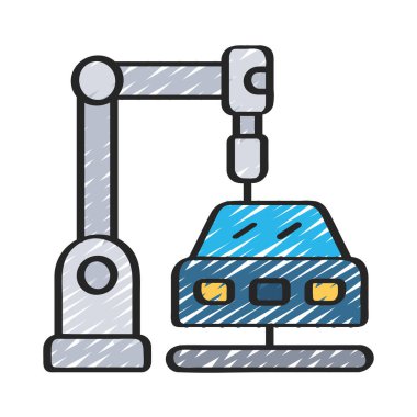 Araba Üretimi Web ikonu vektör illüstrasyonu