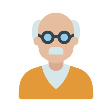 Yaşlı Adam web simgesi düz tasarım, vektör illüstrasyonu