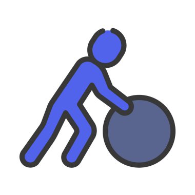 Rolling Ball Kişi düz tasarım, vektör illüstrasyonu
