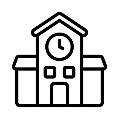 okul binası ikon vektör illüstrasyonu            