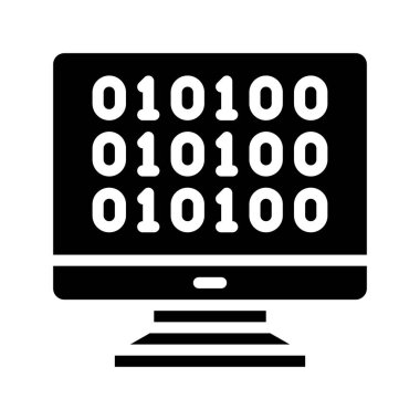 Bilgisayar İkili Simgesi, vektör illüstrasyonu 