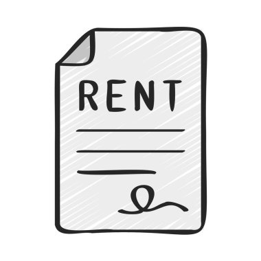 İmzalanmış Kiralık Belge simgesi, vektör illüstrasyonu 