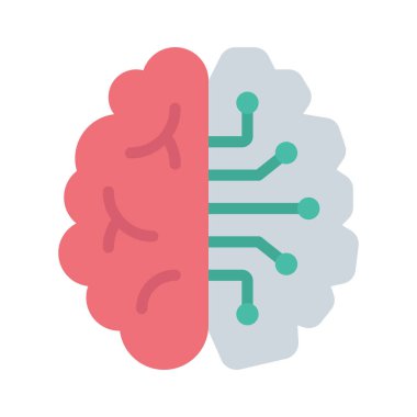 Yarı Robot Beyin Web ikonu vektör illüstrasyonu