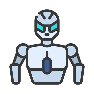 Robot karakter ikonu vektör çizimi tasarımı